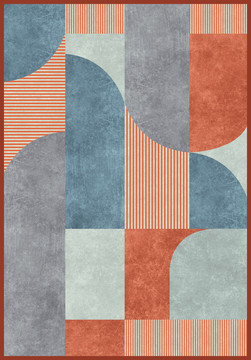 抽象不规则几何线条拼接地毯