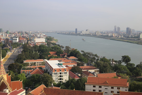 柬埔寨金边市湄公河景观