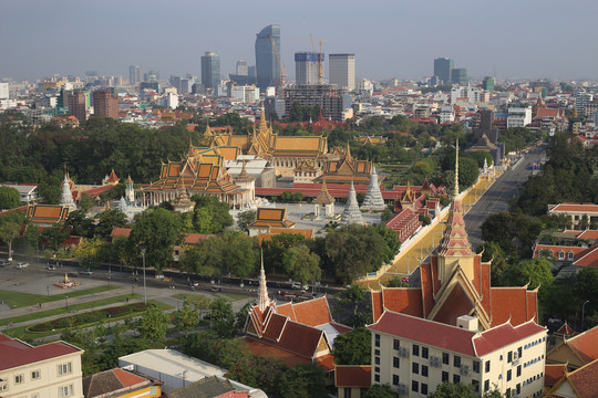 俯视柬埔寨金边大皇宫