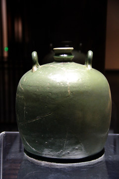 汝窑青绿釉双系瓷瓶