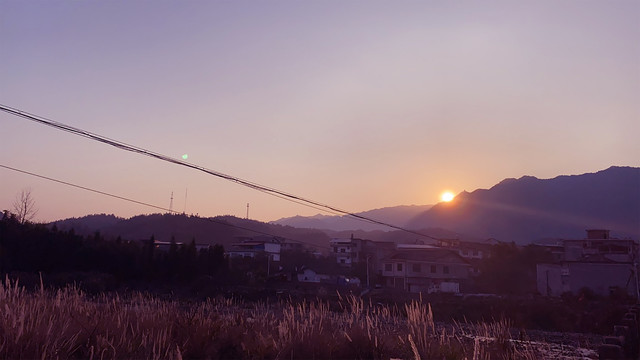 乡村傍晚夕阳晚霞