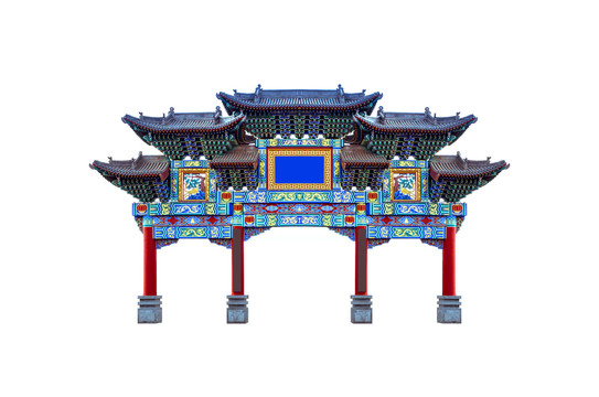 中式雕梁画栋门楼