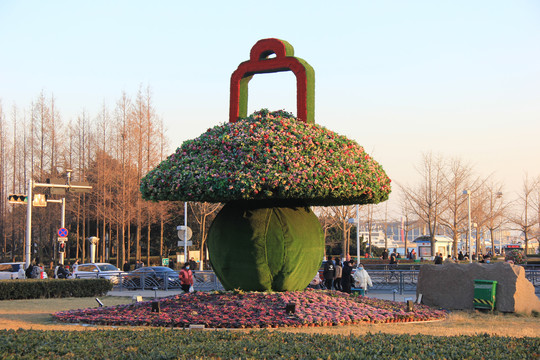 巨型花篮造型园艺绿化景观