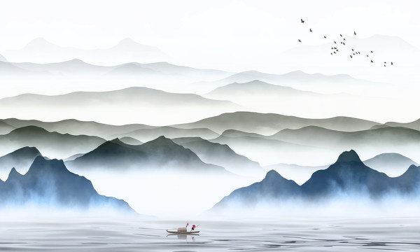 抽象山水挂画壁画