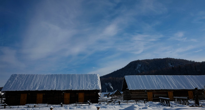 禾木小木屋冬景