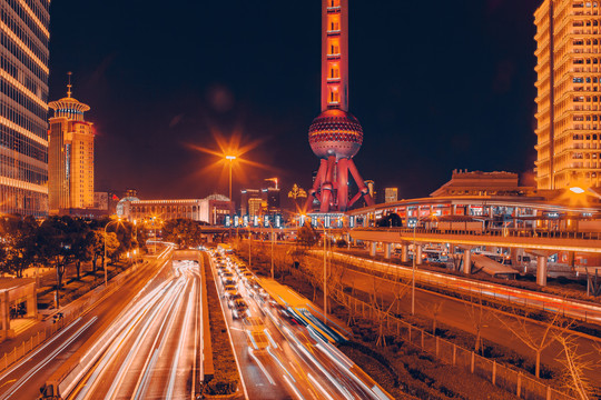 上海陆家嘴夜景风光