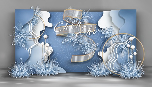 泰式莫兰迪蓝白色婚礼设计效果图