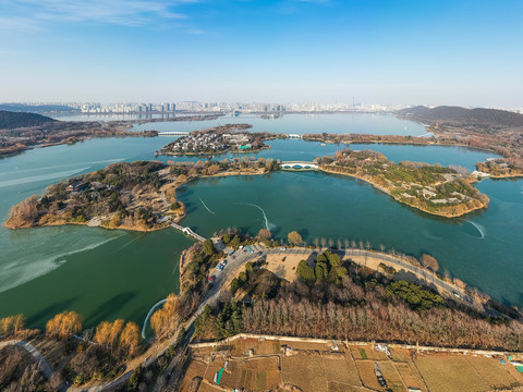 航拍徐州市云龙湖风景区