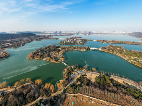 航拍徐州市云龙湖风景区小南湖