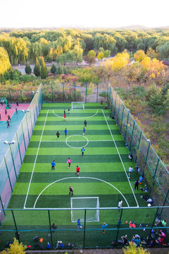 北京昌平区公园秋季群众运动场景
