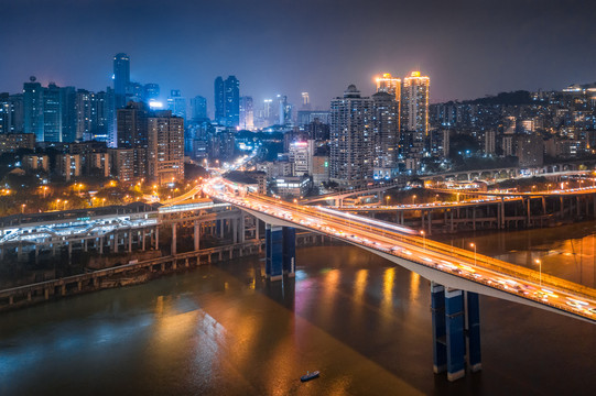 重庆城市桥梁夜景风光