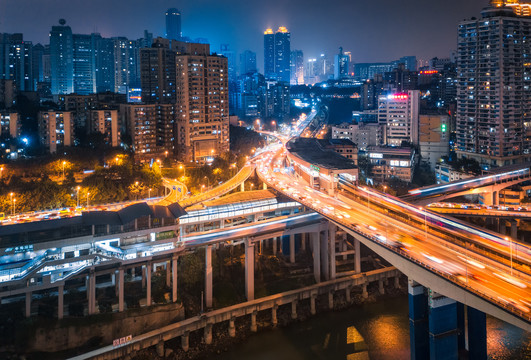 重庆城市桥梁夜景风光