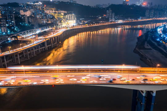 重庆城市桥梁夜景风光