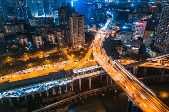 重庆城市桥梁夜景风光