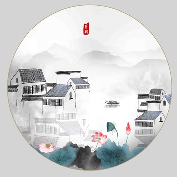 水墨江南风景画