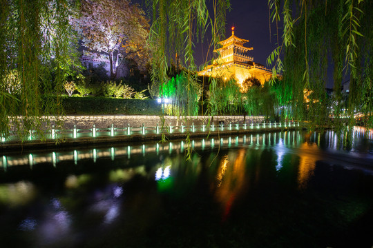 济南解放阁夜景