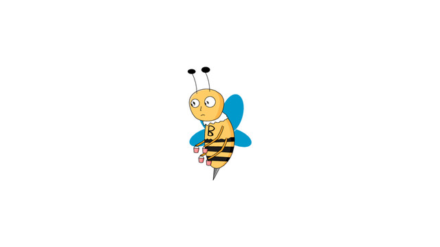 卡通蜜蜂bee拿着蜂蜜的形象