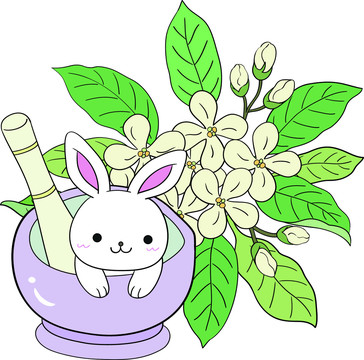 兔子捣药及桂花插图