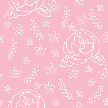 玫瑰花及叶子墙纸装饰插图