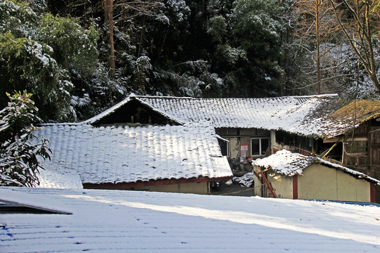 农村屋顶雪景