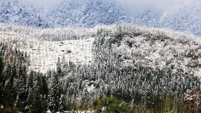 山地雪山景色