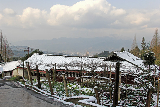 乡村民居雪景