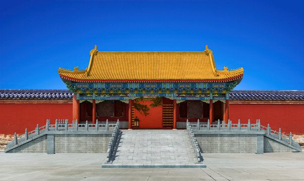 故宫中左门古建筑3D墙纸背景墙
