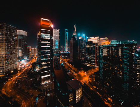 上海陆家嘴金融城夜景