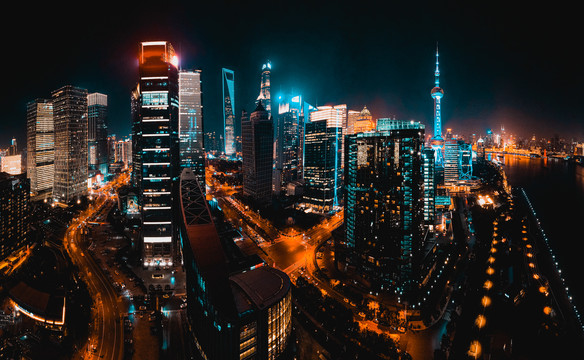 上海陆家嘴金融城夜景