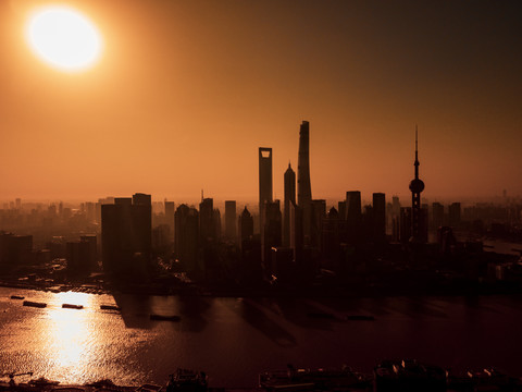 上海清晨全景