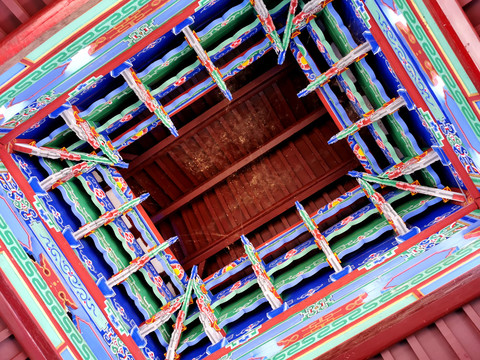 中式古建牌坊彩绘内部结构