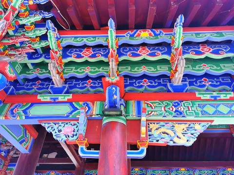 中式古建筑内部彩绘
