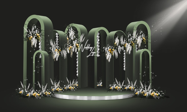 抹茶绿婚礼背景效果图