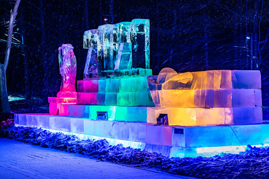 长春净月潭冰雪世界夜景及光秀