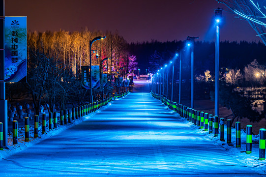 长春净月潭冰雪世界夜景及光秀