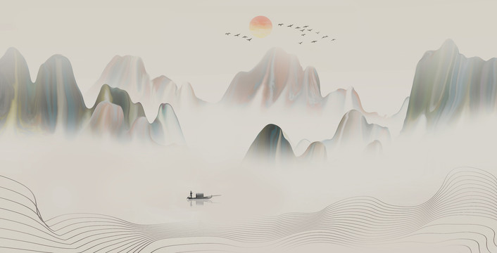 中国风水墨意境山水画