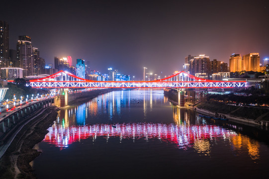 重庆曾家岩嘉陵江大桥夜景风光
