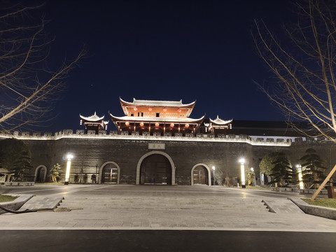 大庸古城城楼夜景