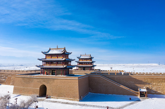 长城城楼雪景