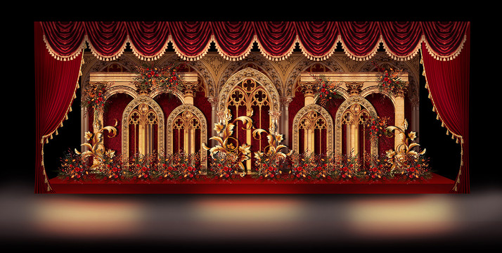 红金欧式婚礼舞台
