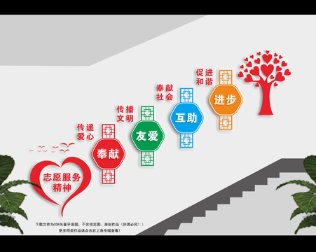 楼梯间志愿服务精神文化墙