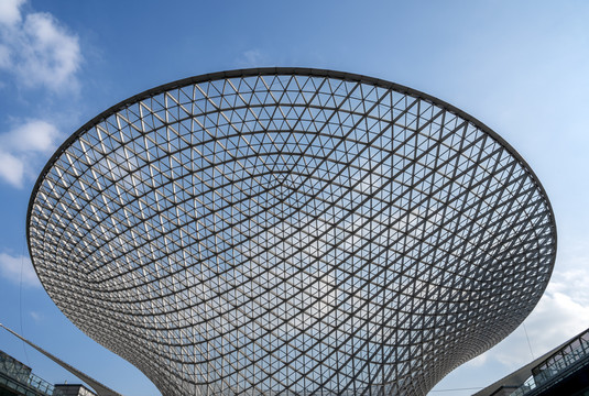 上海世博轴的大型玻璃穹顶