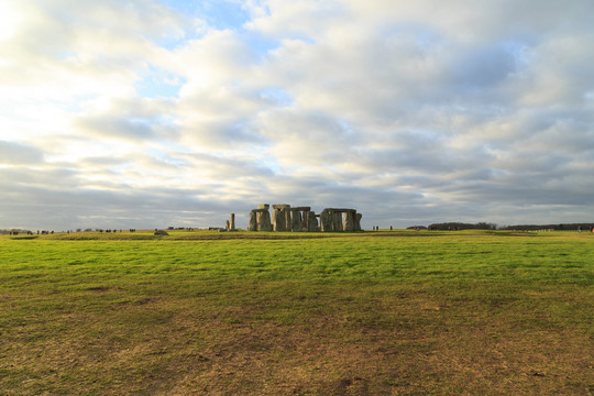 英国著名景点巨石阵黄昏风景