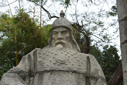 特写摄影虎门炮台陈连升雕塑