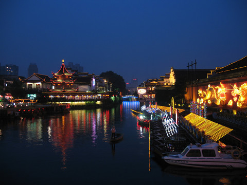 江苏南京夫子庙秦淮风光带夜景