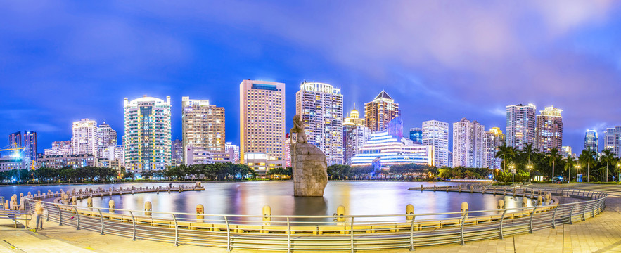 厦门白鹭洲公园夜景高清全景