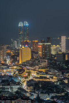 厦门城市天际线黄昏风景