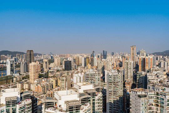 厦门城市天际线黄昏风景