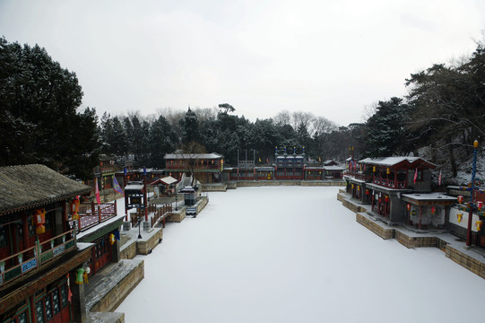 北京颐和园苏州街雪景