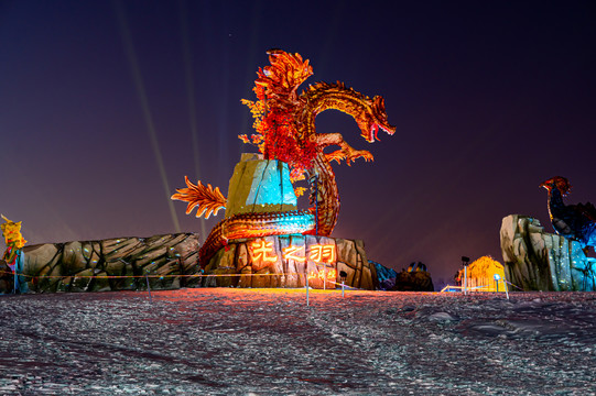 长春雕塑园冰雪新乐园夜晚景观